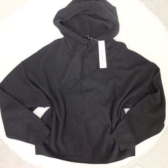 AQUA Black 100% Cashmere Drop Shoulder Hoodie Size Large NWT - Picture 9 of 9